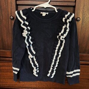 J. Crew Crewcuts Navy Blue Ruffle Sweater Size 6-7
